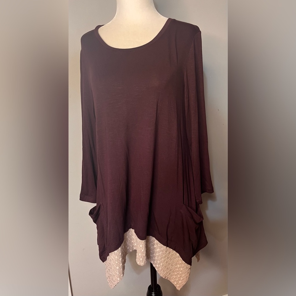 LOGO by Lori Goldstein Long Sleeved Tunic W/ Pockets and Asymmetrical Hemlines!
